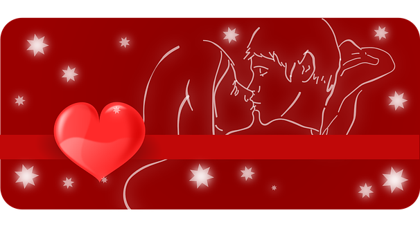 Romantic Couple Silhouette Heart Background