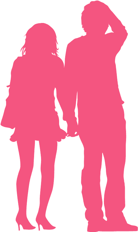 Romantic Couple Silhouette Standing Together