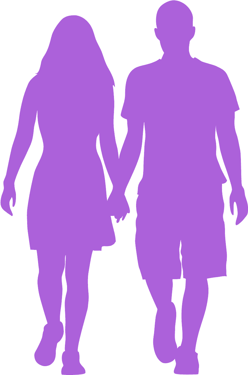 Romantic Couple Silhouette Walking Together