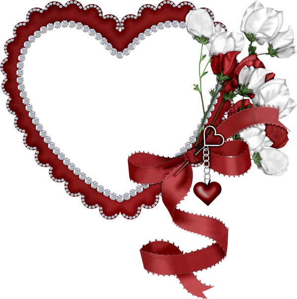 Romantic Heart Framewith Flowersand Ribbon