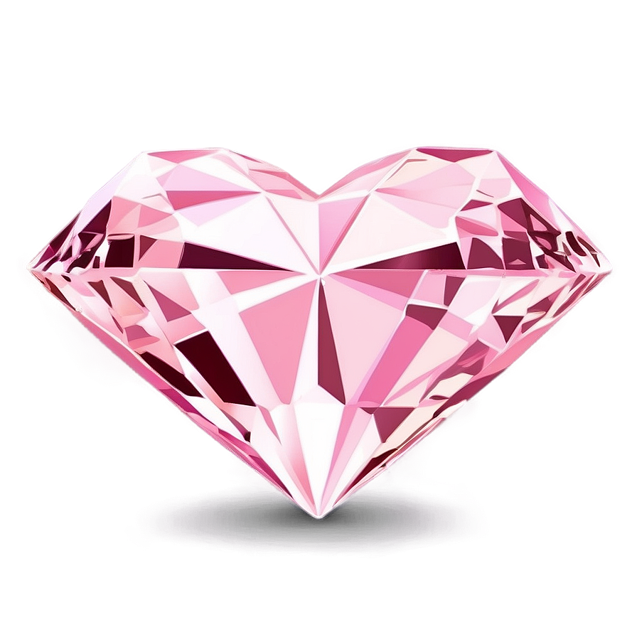 Romantic Pink Heart Diamond Design Png 53