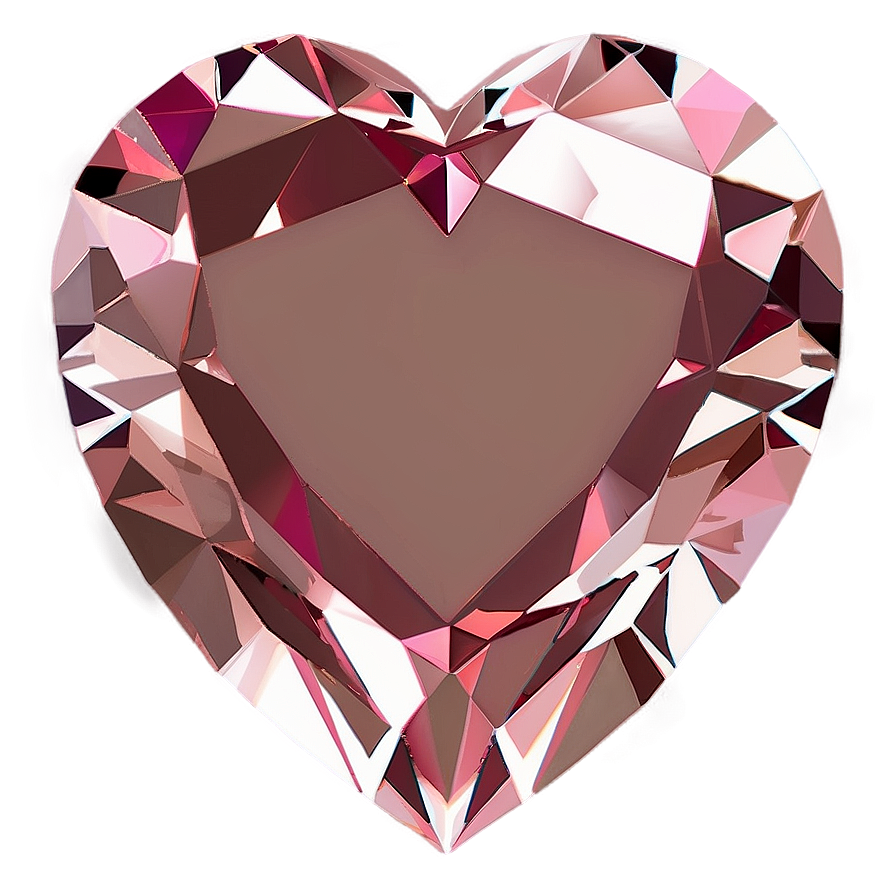 Romantic Pink Heart Diamond Design Png Kvs