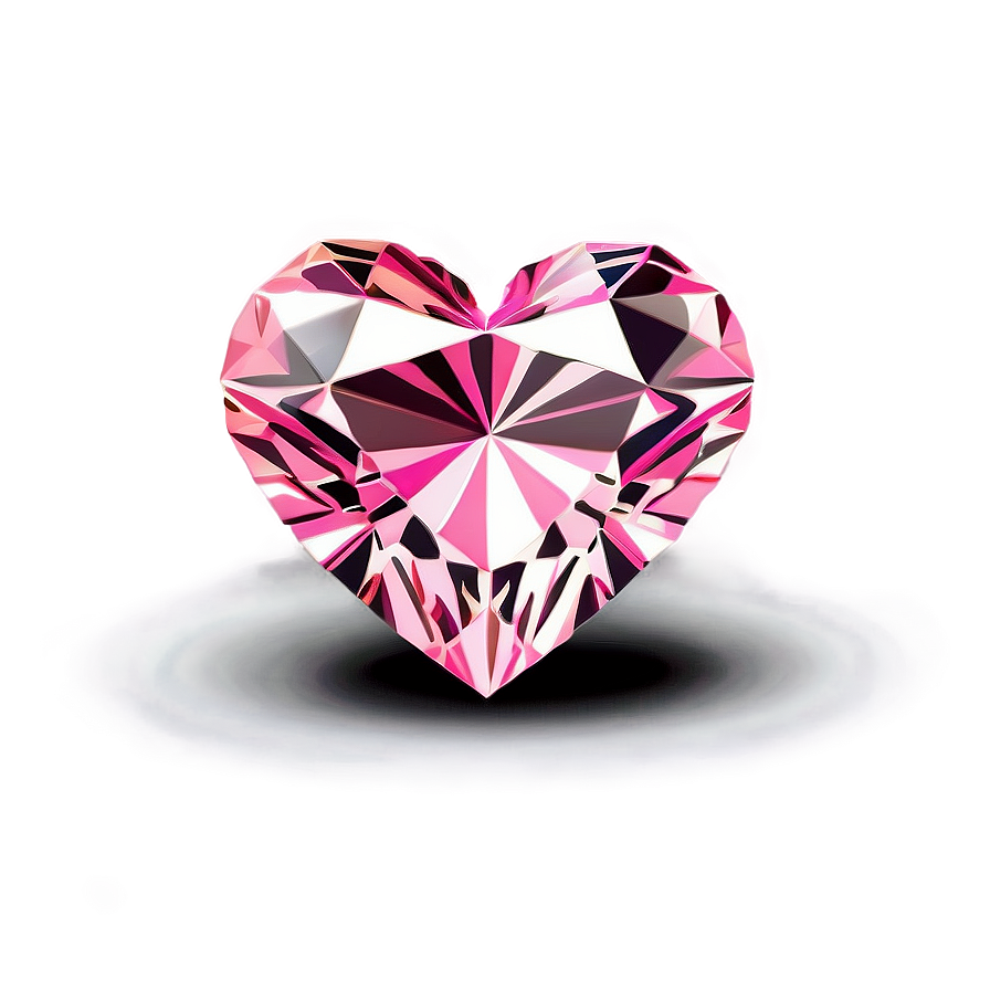 Romantic Pink Heart Diamond Design Png Vuq8