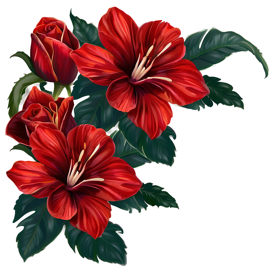 Romantic Red Flowers Png Fhd63