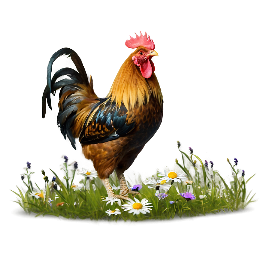 Rooster In Wildflowers Png Evy67