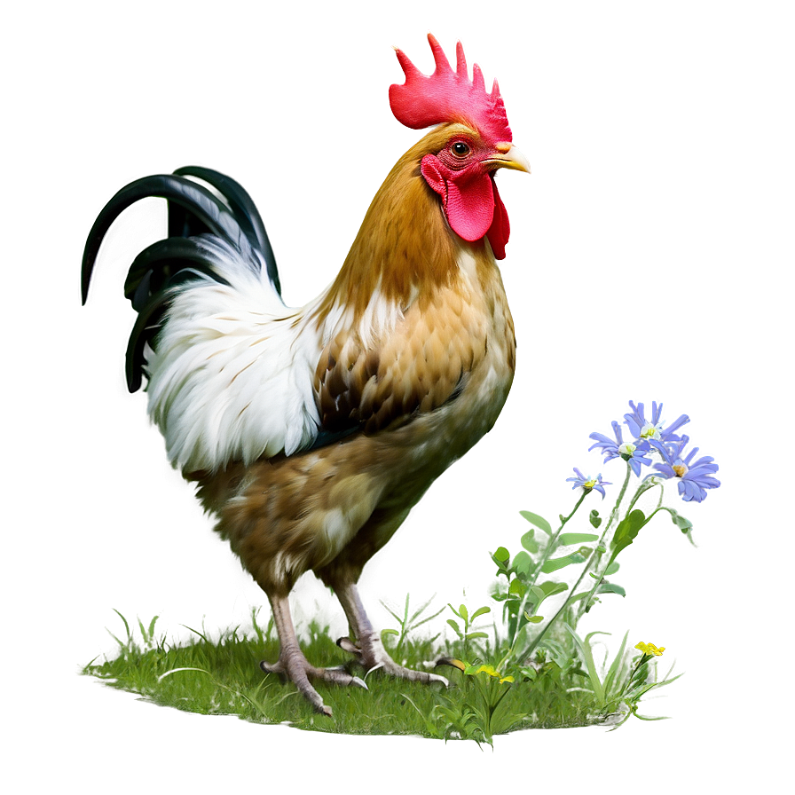 Rooster In Wildflowers Png Jcy