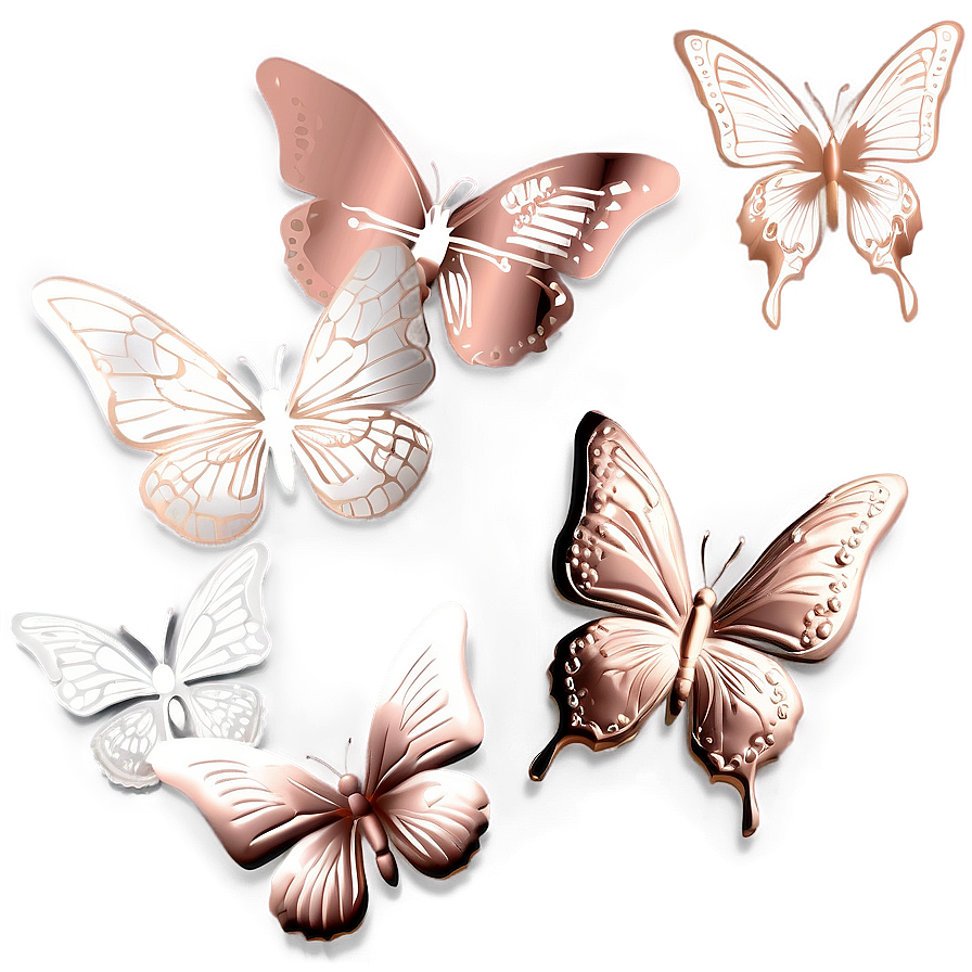 Rose Gold Butterfly Decor Png 06282024