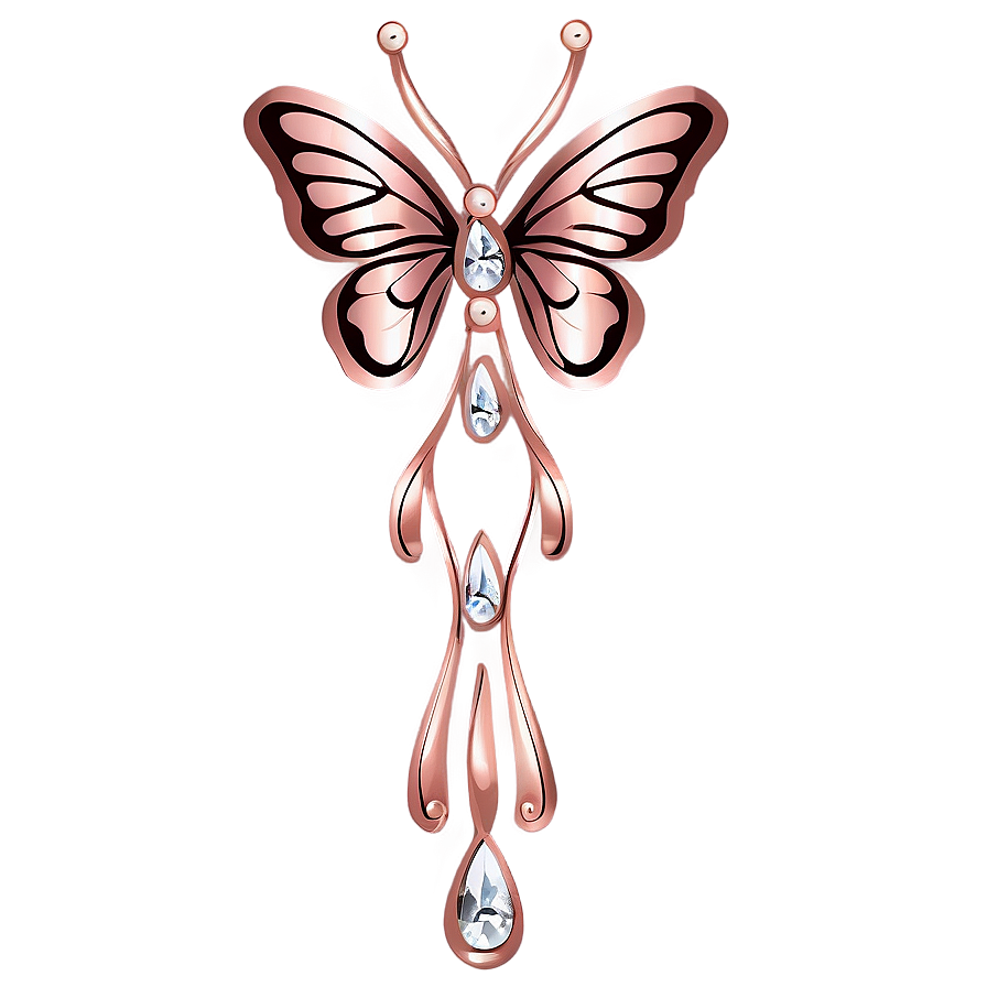 Rose Gold Butterfly Decoration Png Niy17