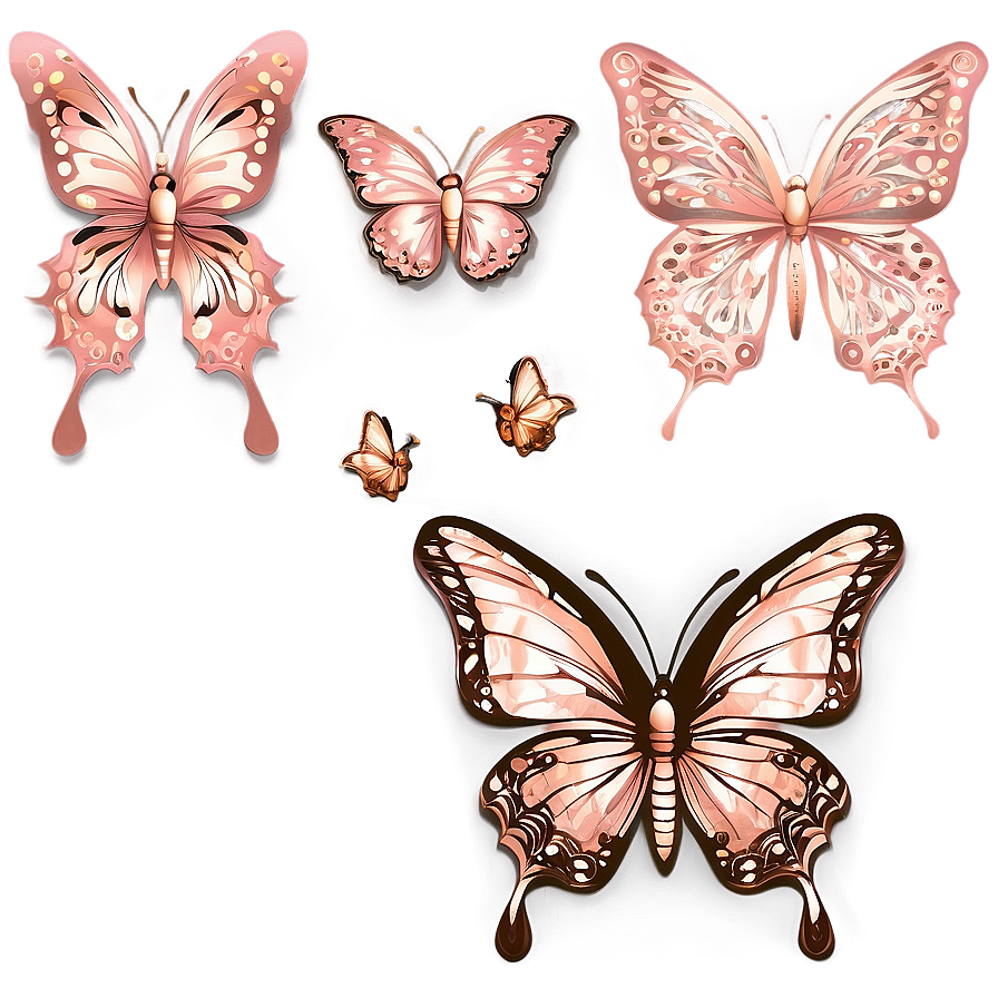 Rose Gold Butterfly Stationery Png Vqg