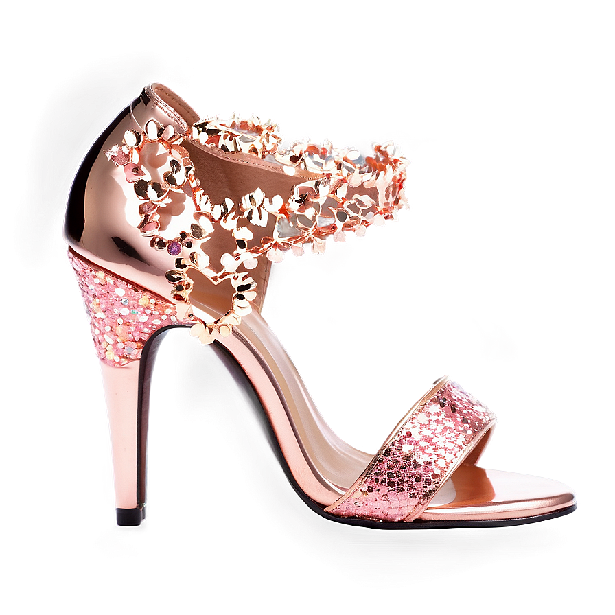 Rose Gold Glitter High Heels Png 06252024