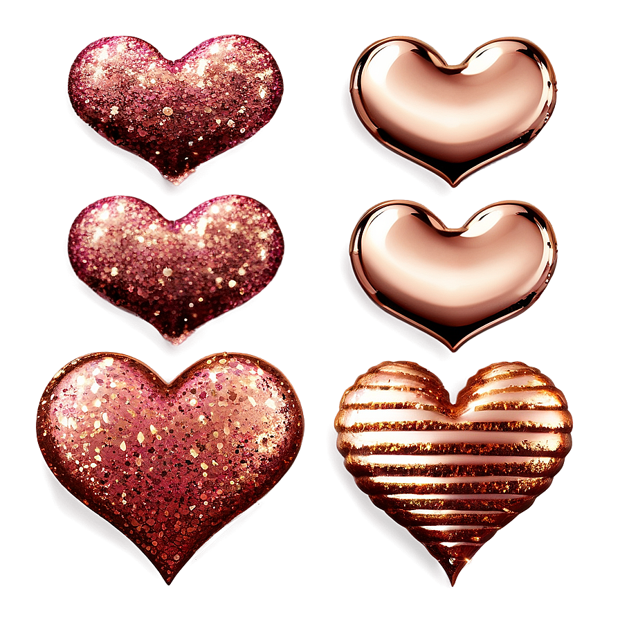 Rose Gold Glitter Valentine Hearts Png Ppk78