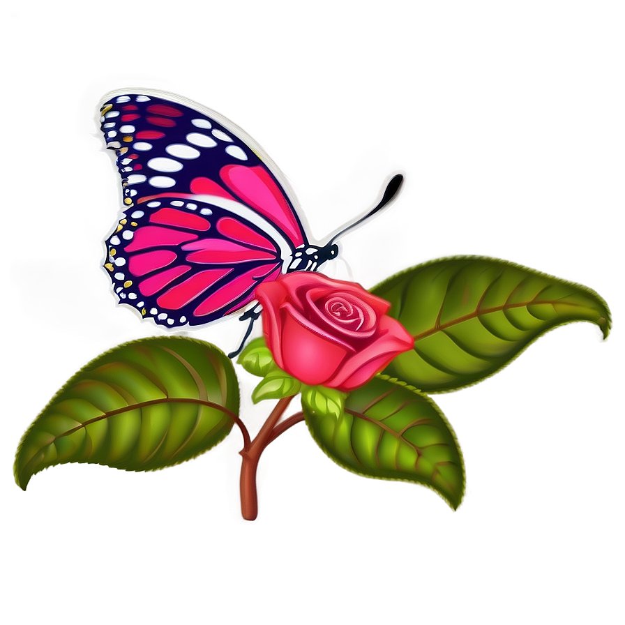 Rose With Butterfly Png 04292024