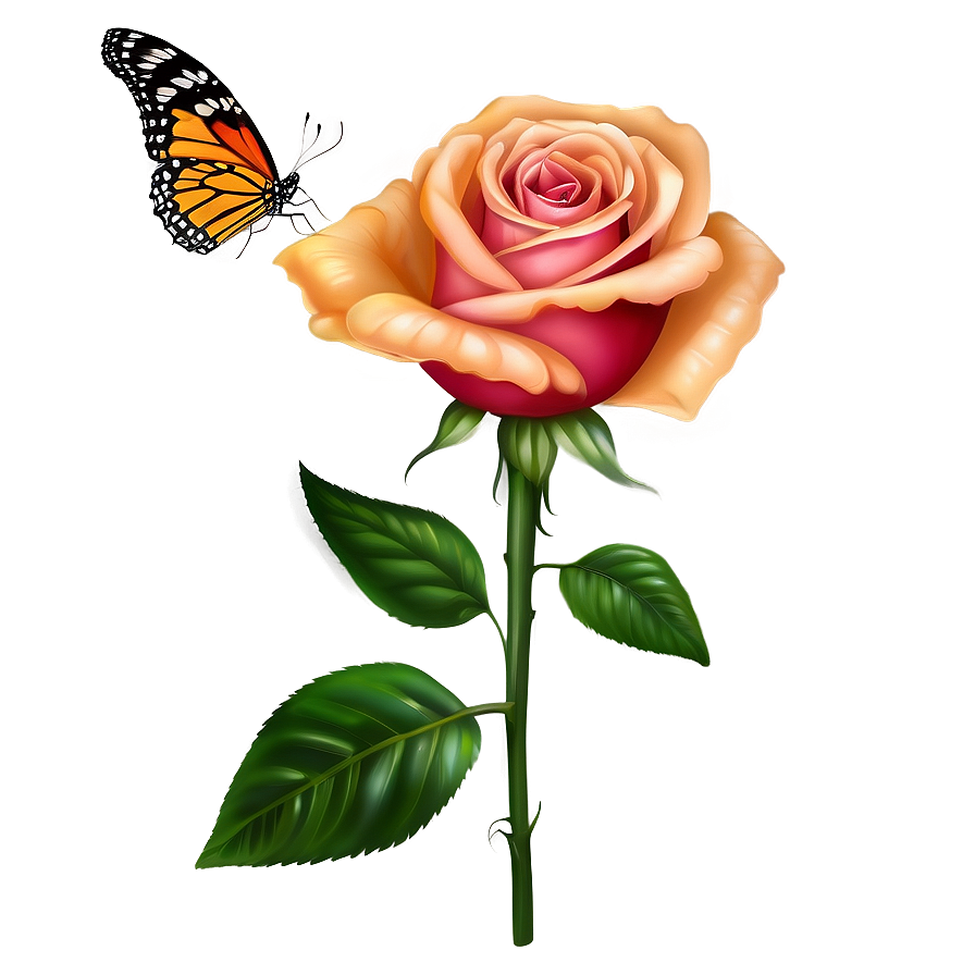 Rose With Butterfly Png 04292024