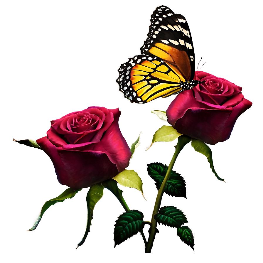 Rose With Butterfly Png Xca