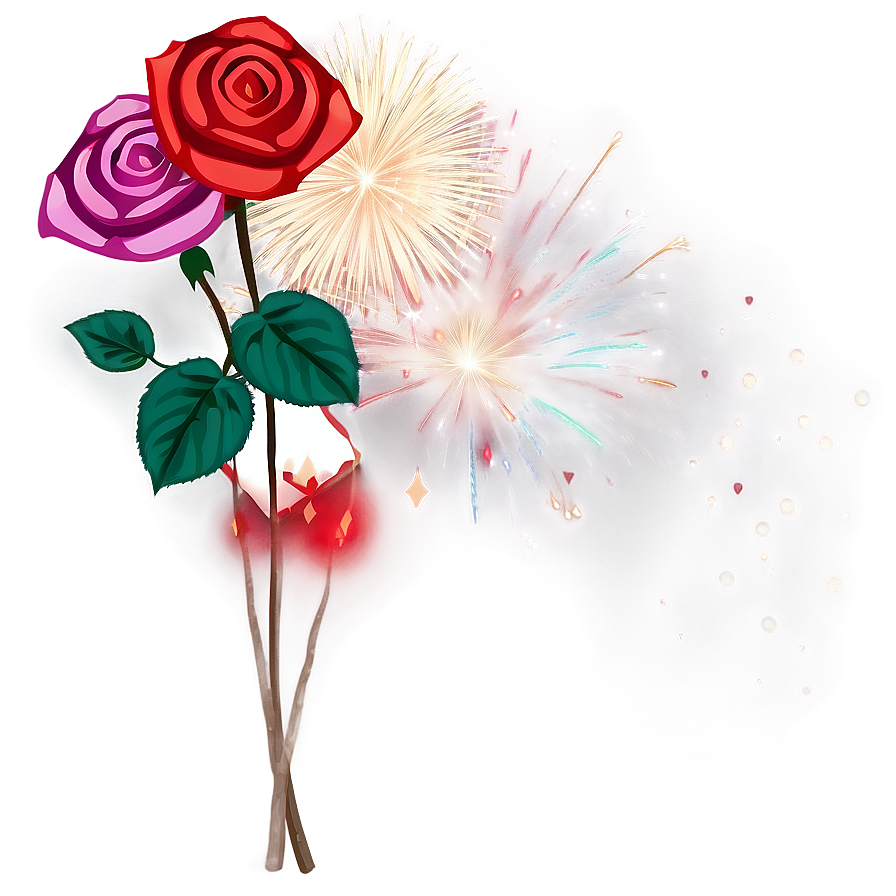 Roses And Fireworks Png 37