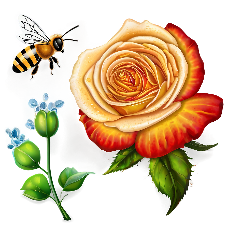 Roses And Honeybees Png 05042024