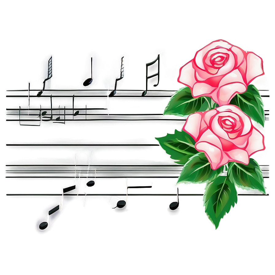 Roses And Music Notes Png 05042024