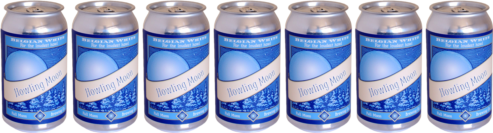 Rowof Howling Moon Beer Cans