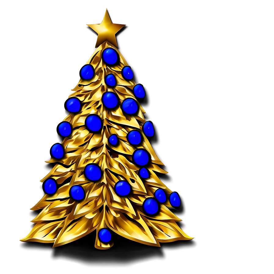 Royal Blue And Gold Christmas Tree Png Uxd23