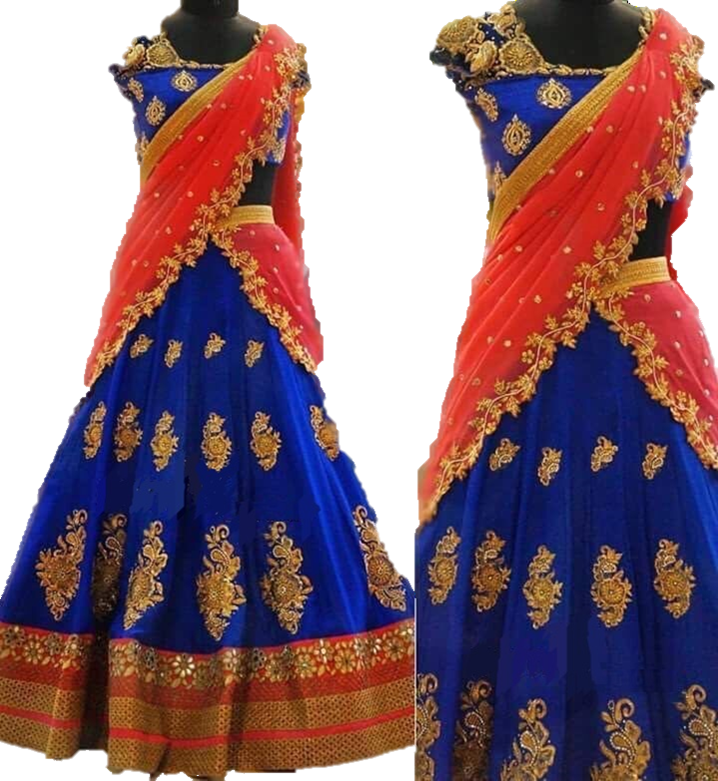 Royal Blue Gold Embroidered Lehenga