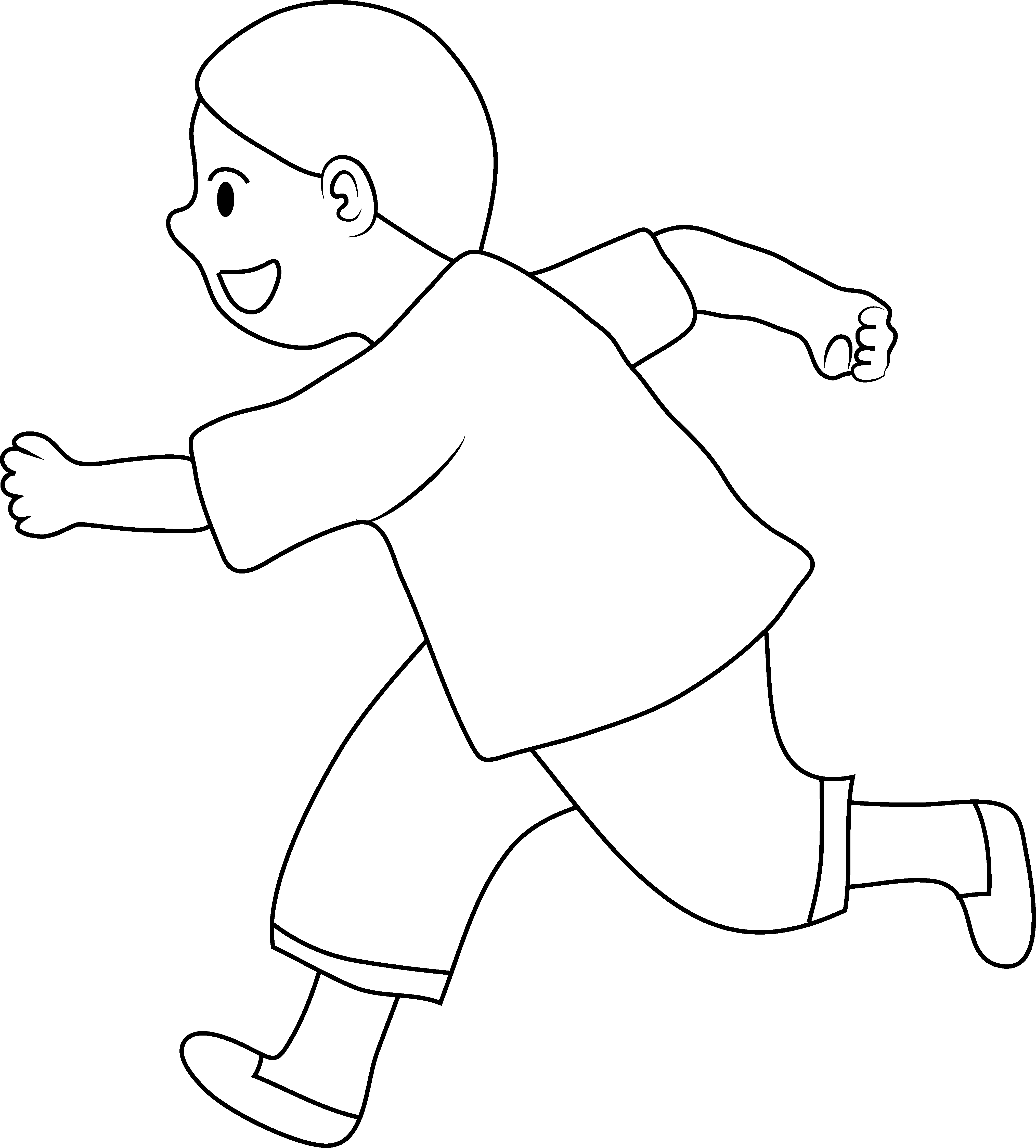 Running Child Cartoon Outline