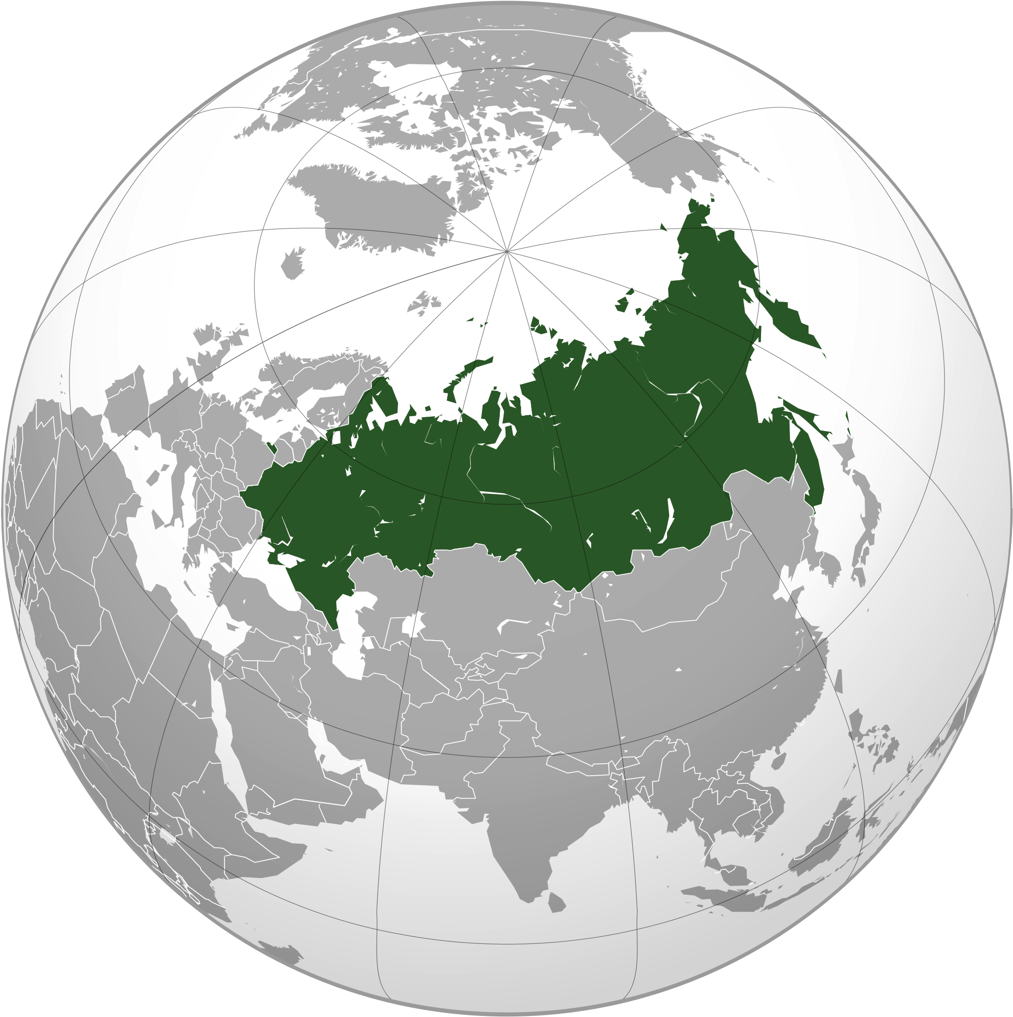 Russia Map Highlighted Global Projection