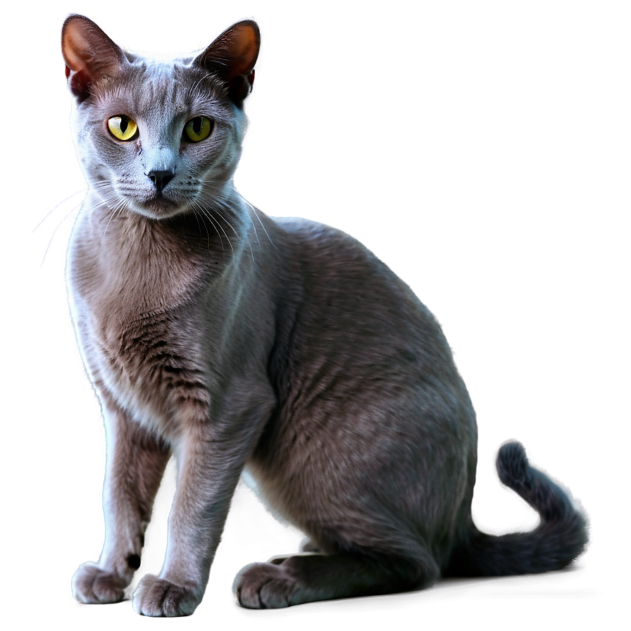 Russian Blue Cat In Elegant Pose Png Nkw2