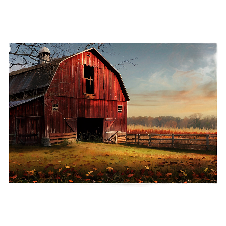 Rustic Barn In Autumn Png Cbl75