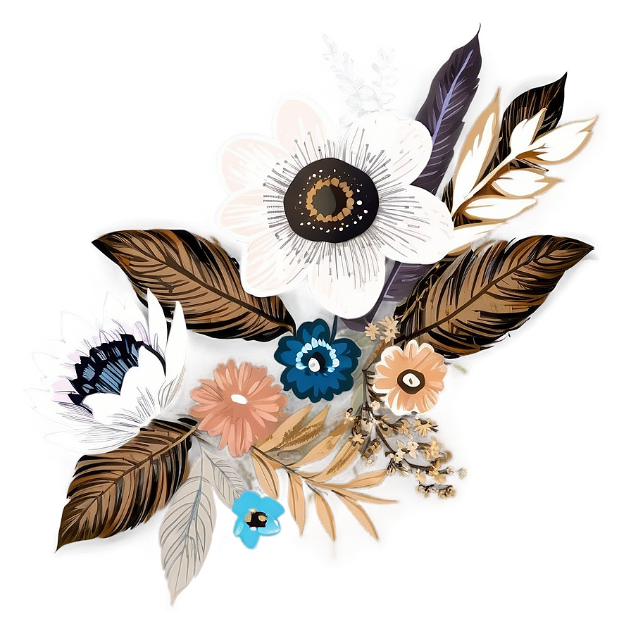 Rustic Boho Flowers Clipart Png 06272024