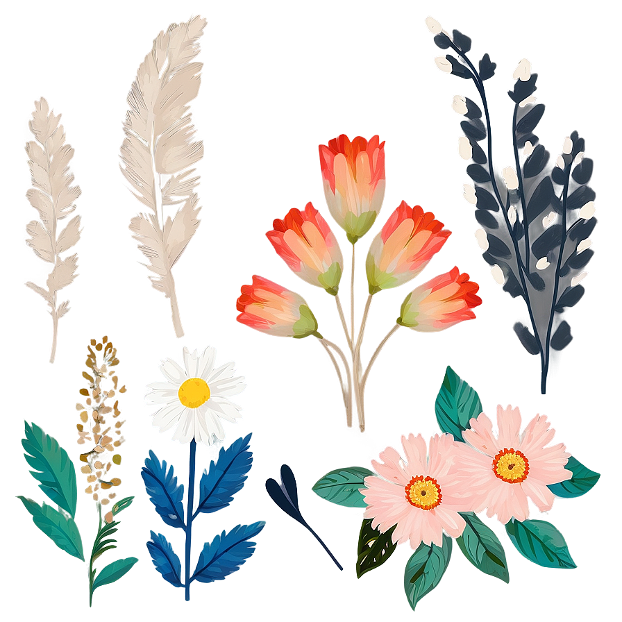 Rustic Boho Flowers Clipart Png 16