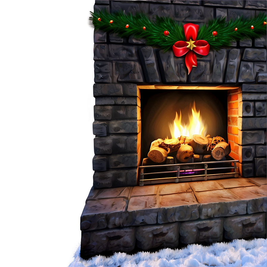 Rustic Christmas Fireplace Design Png Xtk93