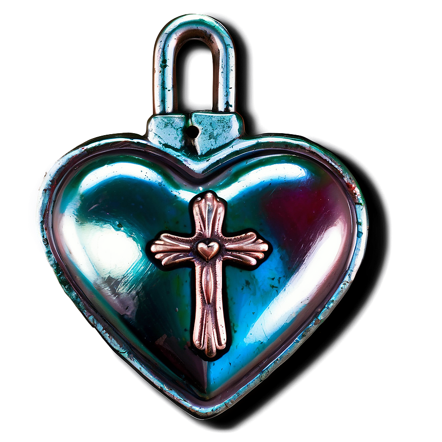 Rustic Chrome Heart Cross Image Png Nex63