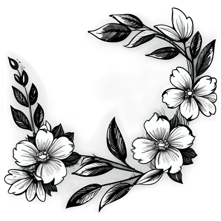Rustic Flower Black And White Png 05252024