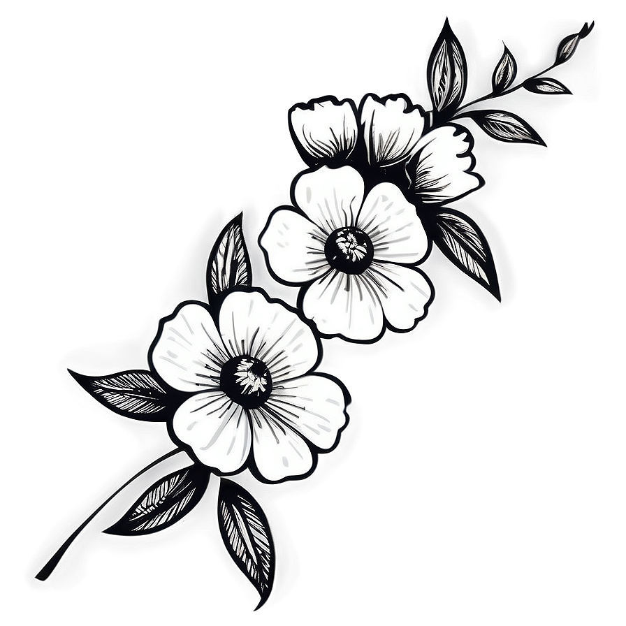 Rustic Flower Black And White Png 83