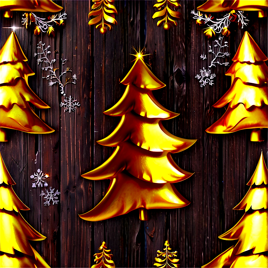 Rustic Gold Christmas Tree Themes Png Ebj