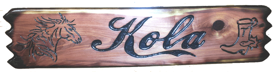 Rustic Hola Wooden Signwith Horse Engraving