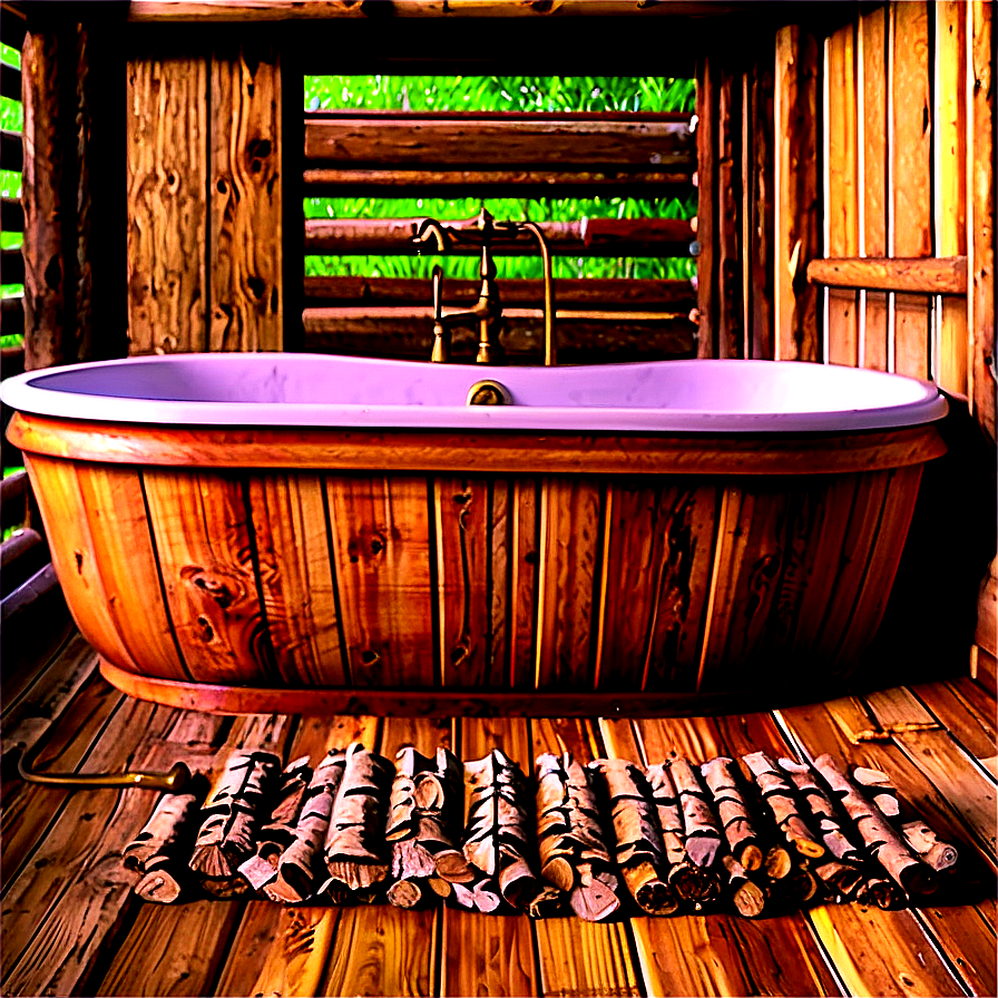 Rustic Log Cabin Bathtub Png Wch