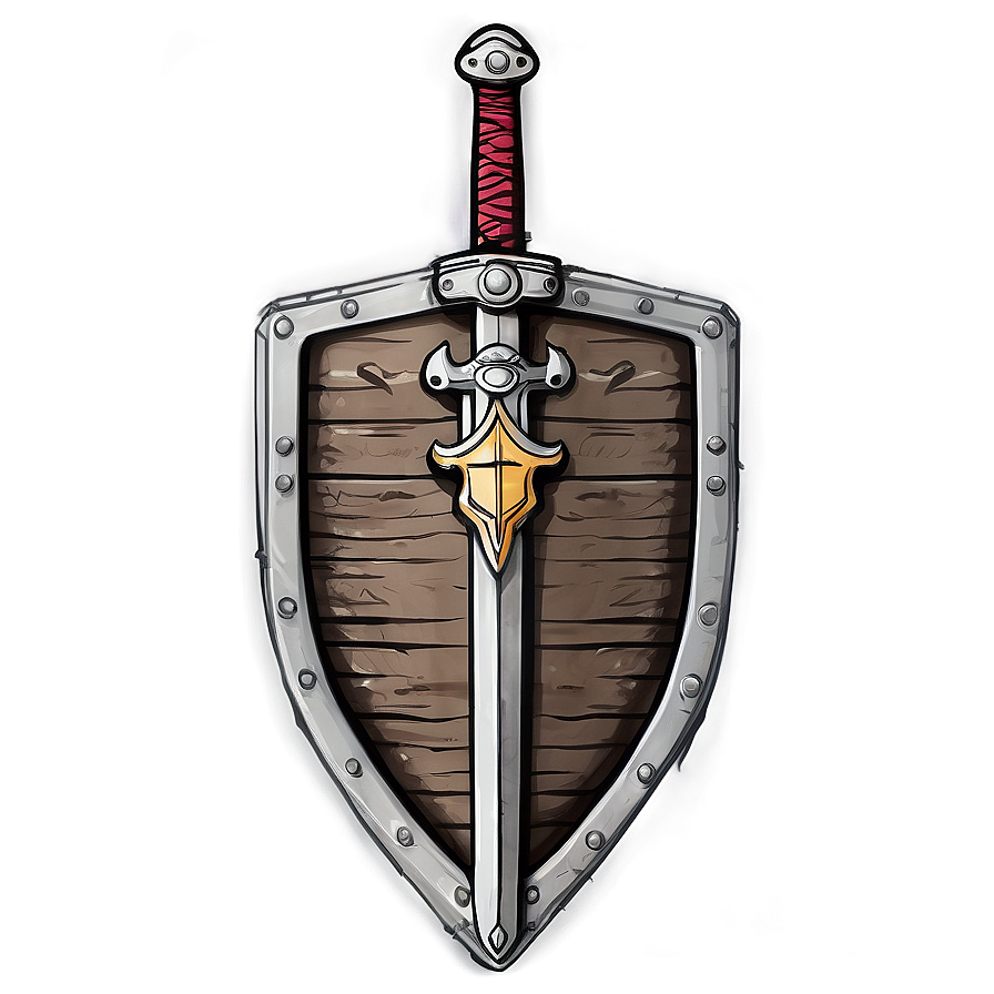 Rustic Sword And Shield Sketch Png 90