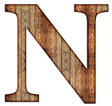 Rustic Wooden Letter N