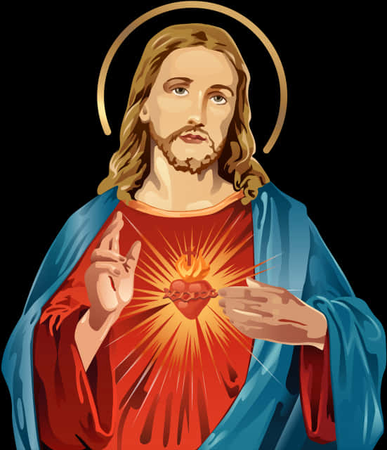 Sacred Heart Of Jesus_ Illustration