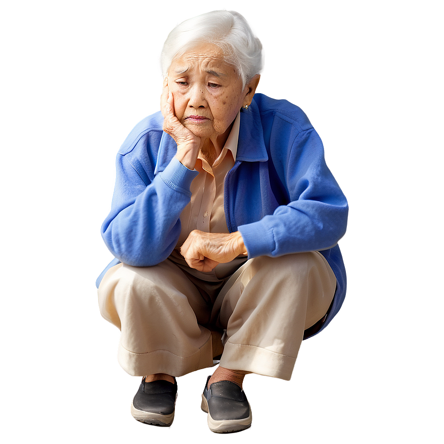 Sad Elderly Person Alone Png Rxc