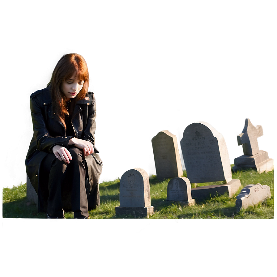 Sad Person At Graveyard Png Xbc