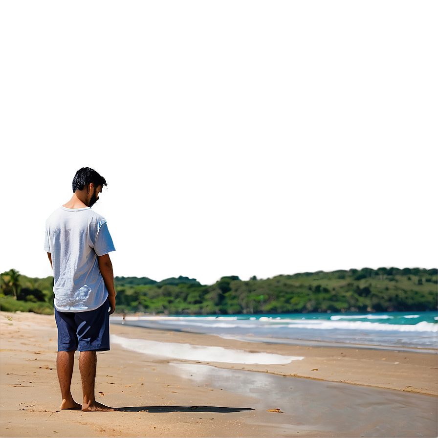 Sad Person On Deserted Beach Png Lkl5