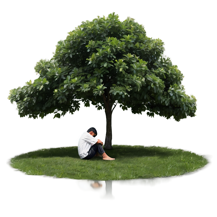 Sad Person Under Tree Png 06122024