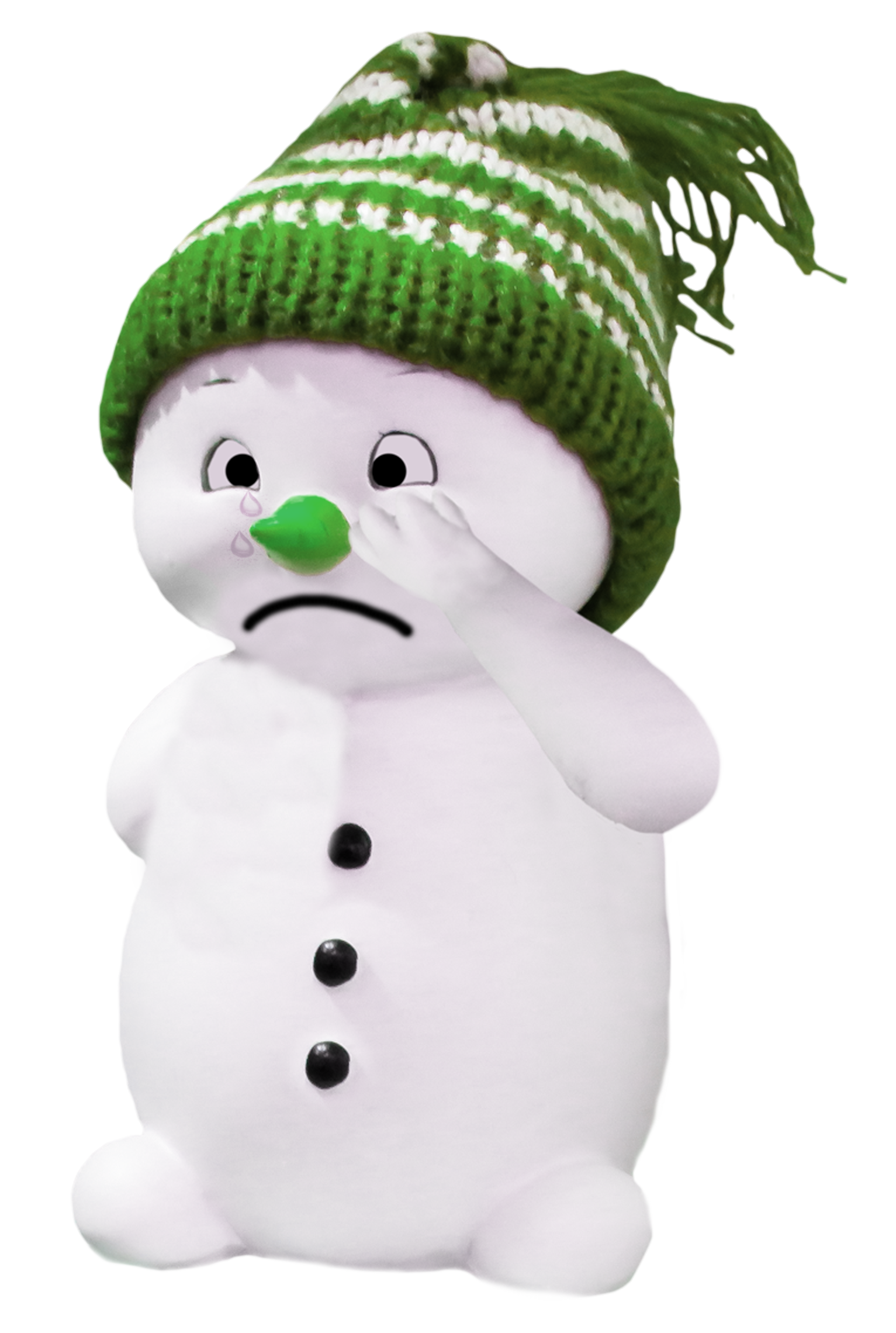 Sad Snowmanwith Green Hat