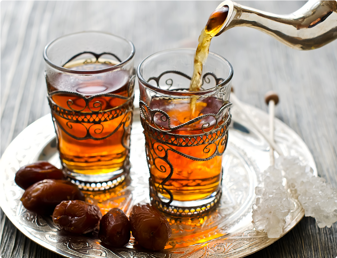 Saffron Tea Pouring With Datesand Sugar Crystals