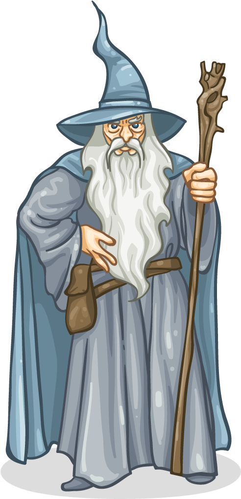 Sage Wizardwith Staffand Blue Robes