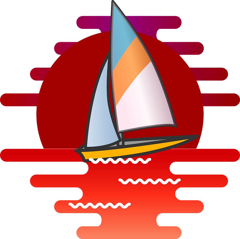 Sailing Yacht Sunset Illustration
