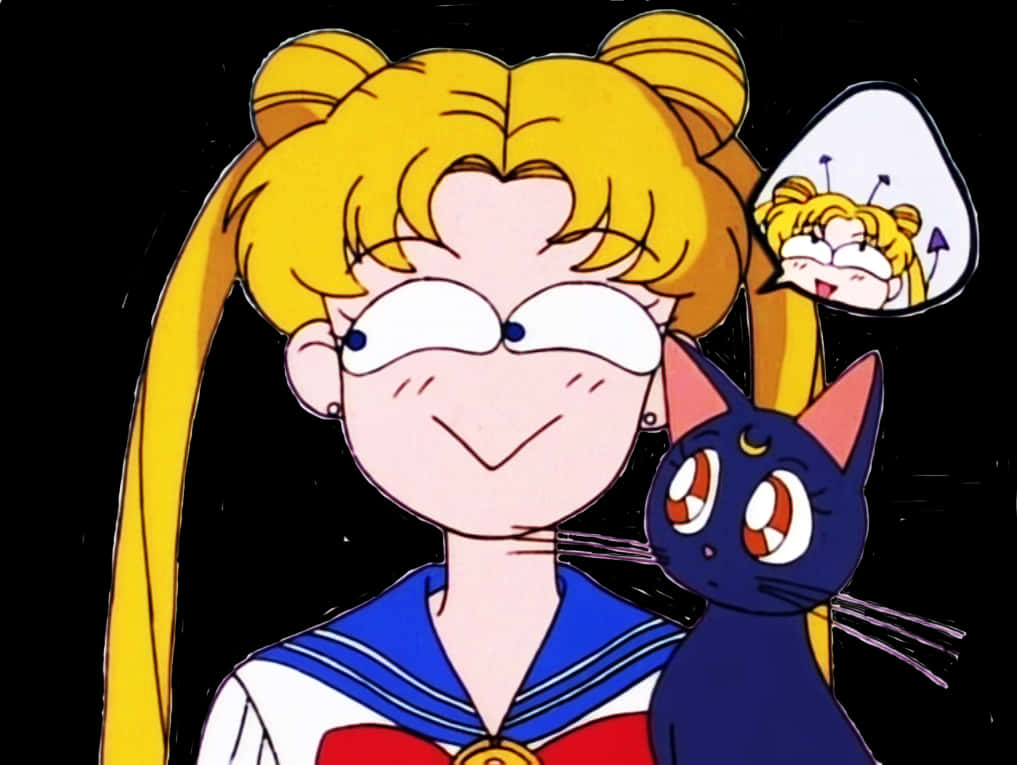 Sailor Moonand Luna Winking