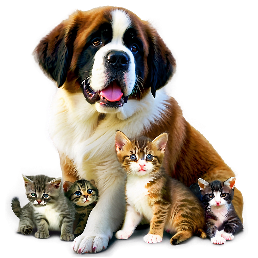 Saint Bernard And Kittens Png 06252024